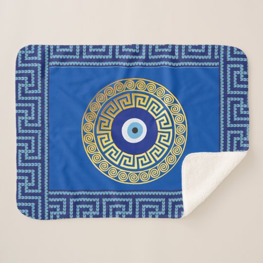 Griechischer Schlüssel mit böser Schutzdecke Sherpadecke (Vorderseite (Horizontal))