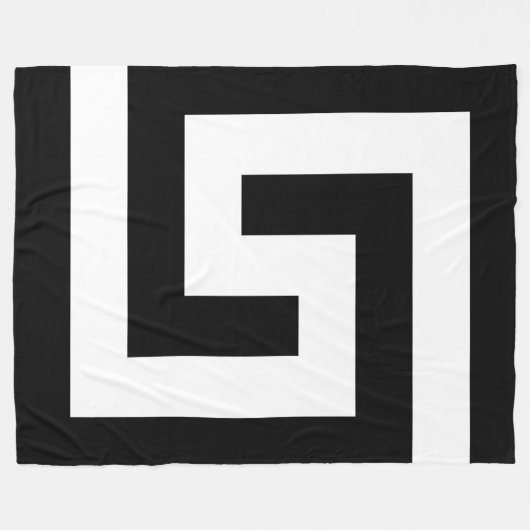 Griechischer Schlüssel Moderner Schwarz-weißer Akz Fleecedecke (Vorderseite (Horizontal))