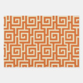 Griechischer Schlüssel Orange Geschenkpapier Set (Vorderseite)