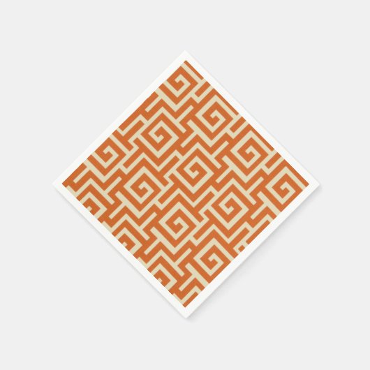 Griechischer Schlüssel Orange Serviette (Ecke)