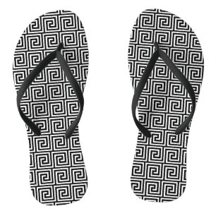 griechischer Schlüssel, schwarz und weiß Badesandalen