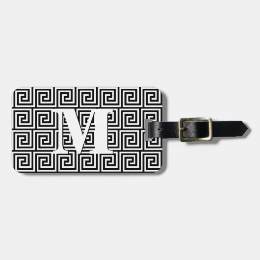 Griechischer Schlüssel, Schwarzweiss Gepäckanhänger (Vorderseite horizontal)