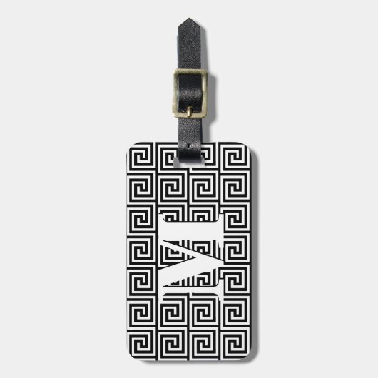 Griechischer Schlüssel, Schwarzweiss Gepäckanhänger (Vorderseite vertikal)
