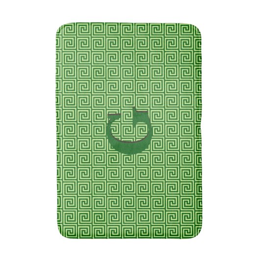 griechischer Schlüssel, smaragdgrün und Limon Badematte (Vorderseite Vertikal)