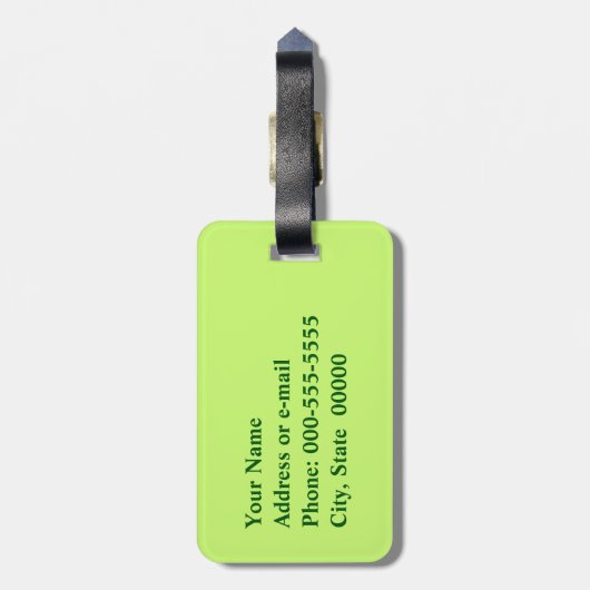 griechischer Schlüssel, smaragdgrün und Limon Gepäckanhänger (Rückseite vertikal)