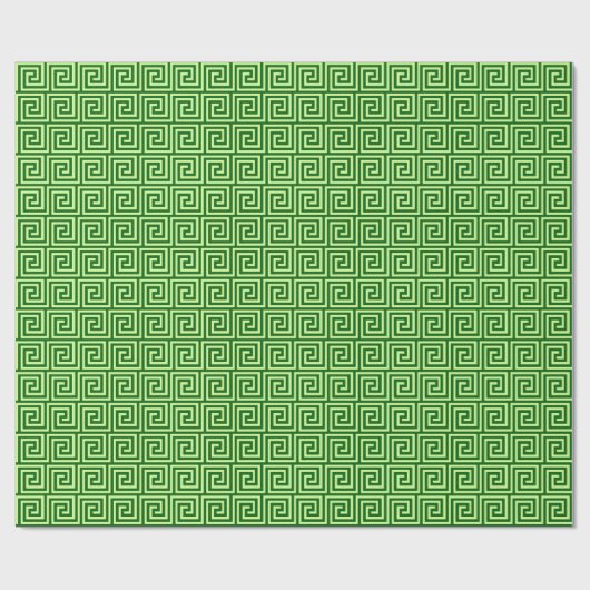 Griechischer Schlüssel, Smaragdgrün und Limon Geschenkpapier (Flach)