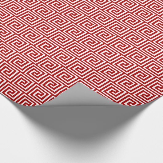 Griechischer Schlüssel, tiefrot und weiß Geschenkpapier (Ecke)