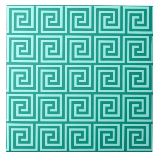 Griechischer Schlüssel, Türkis und Aqua Fliese (Vorderseite)