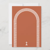 Griechischer Schlüsselbogen Terracotta Taufe Einladung (Rückseite)