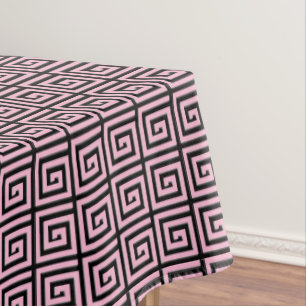 Griechischer Schlüsselentwurf - Rosa und Schwarze Tischdecke