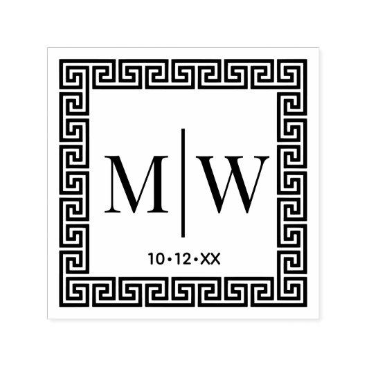 Griechischer Schlüsselrahmen #2 Zwei erste Hochzei Permastempel (Design)