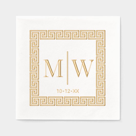 Griechischer Schlüsselrahmen #2 Zwei erste Hochzei Servietten Mit Folie (Vorderseite)