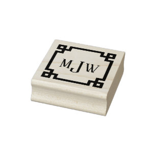 Griechischer Schlüsselrahmen Monogramm Stempel aus