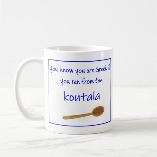 Griechischer Spruch auf Keramikbecher Kaffeetasse (Links)