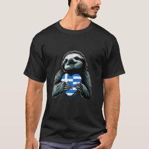 Griechischer Stolz Herz Faultier Griechische Wurze T-Shirt