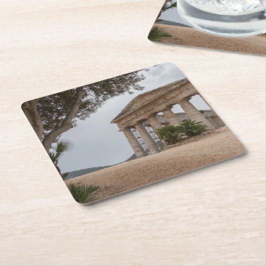 Griechischer Tempel bei Segesta, Sizilien Rechteckiger Pappuntersetzer (angewinkelt)