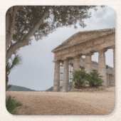 Griechischer Tempel bei Segesta, Sizilien Rechteckiger Pappuntersetzer (Vorderseite)