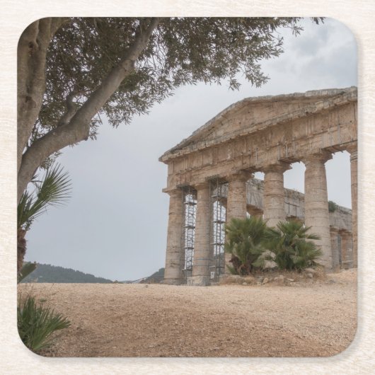 Griechischer Tempel bei Segesta, Sizilien Rechteckiger Pappuntersetzer (Vorderseite)