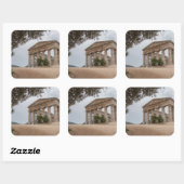 Griechischer Tempel in Segesta, Sizilien Quadratischer Aufkleber (Blatt)