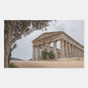 Griechischer Tempel in Segesta, Sizilien Rechteckiger Aufkleber