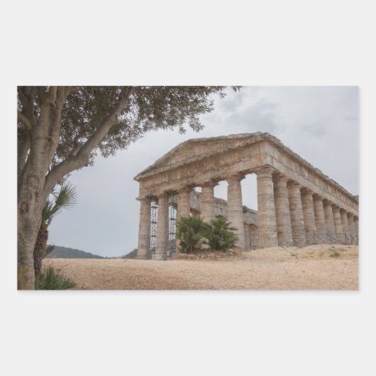 Griechischer Tempel in Segesta, Sizilien Rechteckiger Aufkleber (Vorderseite)