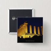 Griechischer Tempel nachts mit Gelbs und Orangen Button (Vorne & Hinten)