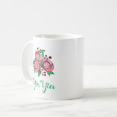 Griechischer YiaYia-Becher mit Rosen Kaffeetasse (Vorderseite Links)