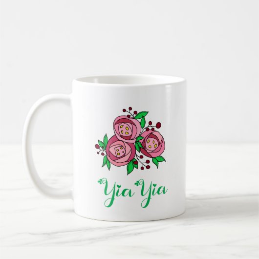 Griechischer YiaYia-Becher mit Rosen Kaffeetasse (Links)