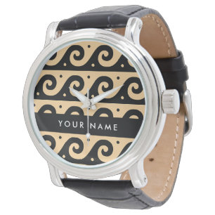 Griechischer Zeigerschlüssel, Wave Key, Braun, Ihr Armbanduhr