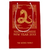 Griechischer Zierrahmen Gold Schlange Muster Rot Mittlere Geschenktüte (Vorderseite)