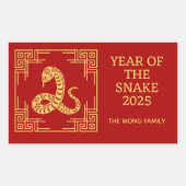 Griechischer Zierrahmen Gold Schlange Muster Rot Rechteckiger Aufkleber (Vorderseite)