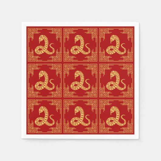 Griechischer Zierrahmen Gold Schlange Muster Rot Serviette (Vorderseite)