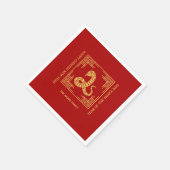 Griechischer Zierrahmen Goldene Schlange Rot Serviette (Ecke)