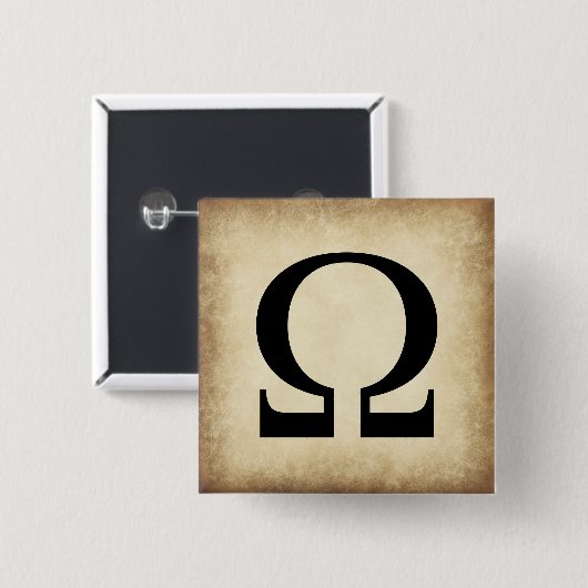 Griechisches Alphabet-Buchstabe Omega Button (Vorne & Hinten)