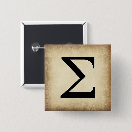 Griechisches Alphabet-Buchstabe-Sigma Button (Vorne & Hinten)