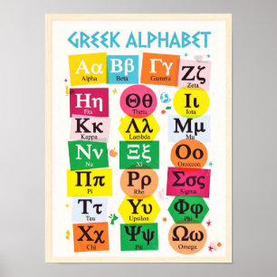 Griechisches Alphabet für Kinder im Klassenzimmer Poster