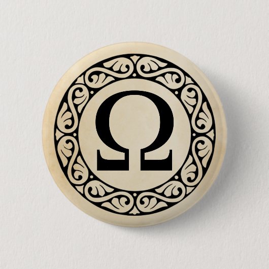 Griechisches Alphabet Letter Omega Button (Vorderseite)