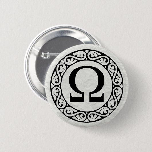 Griechisches Alphabet Letter Omega Button (Vorne & Hinten)