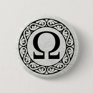 Griechisches Alphabet Letter Omega Button