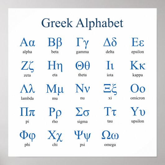 Griechisches Alphabet Square Poster (Vorne)