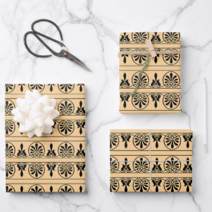 Griechisches Arabesken-Mittelmeer-Muster Braun Geschenkpapier Set