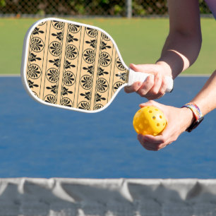 Griechisches Arabesken-Mittelmeer-Muster Braun Pickleball Schläger