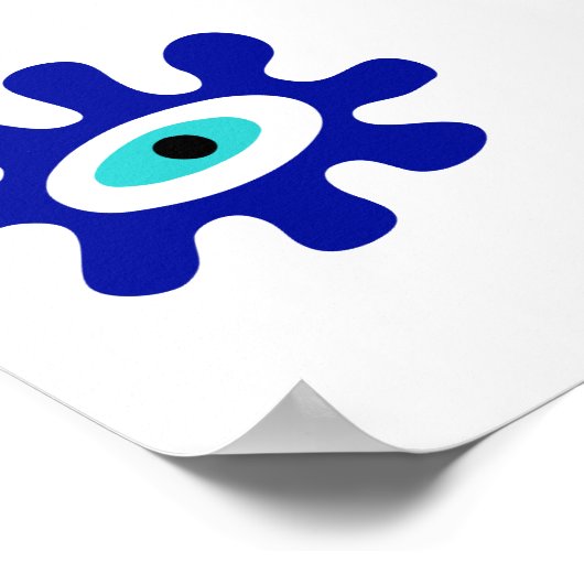 Griechisches Auge Modern Blue Splash Design Poster (Ecke)