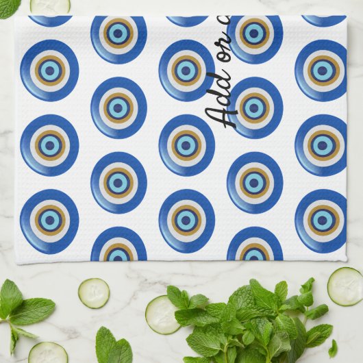 griechisches Augendesign nur noch Text hinzufügen Geschirrtuch (Gefaltet)