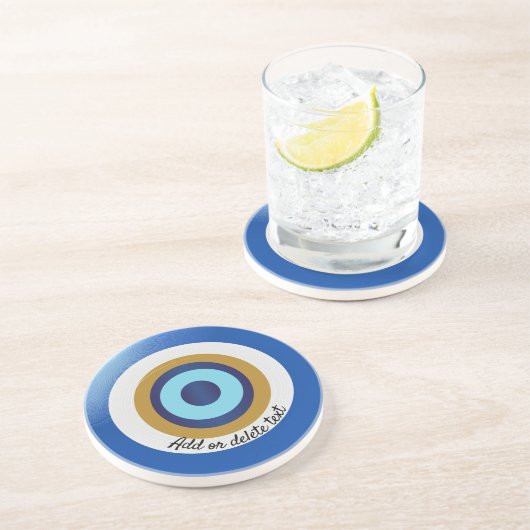 griechisches Augendesign nur noch Text hinzufügen Getränkeuntersetzer (Seite)