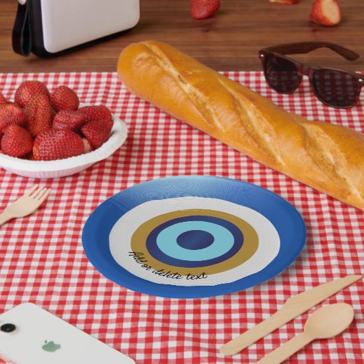 griechisches Augendesign nur noch Text hinzufügen Pappteller (Picknick)