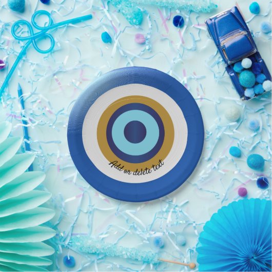 griechisches Augendesign nur noch Text hinzufügen Pappteller (Party)