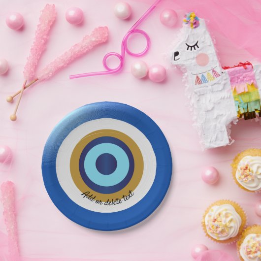 griechisches Augendesign nur noch Text hinzufügen Pappteller (Party)