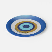 griechisches Augendesign nur noch Text hinzufügen Pappteller (Schrägansicht)