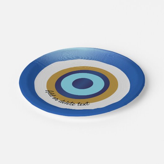 griechisches Augendesign nur noch Text hinzufügen Pappteller (Schrägansicht)